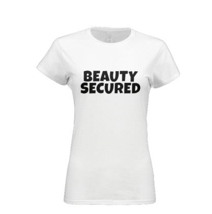 Black Logo Beauty Secured White T-Shirt